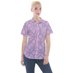 Circumference Point Pink Women s Short Sleeve Pocket Shirt