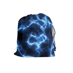 Electricity Blue Brightness Drawstring Pouch (large)