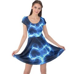 Electricity Blue Brightness Cap Sleeve Dress by HermanTelo