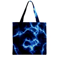 Electricity Blue Brightness Zipper Grocery Tote Bag by HermanTelo