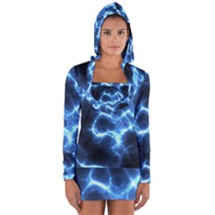 Electricity Blue Brightness Long Sleeve Hooded T-shirt