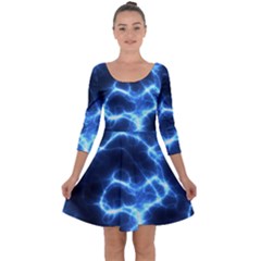 Electricity Blue Brightness Quarter Sleeve Skater Dress