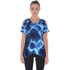 Electricity Blue Brightness Cut Out Side Drop Tee