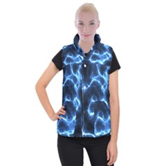 Electricity Blue Brightness Women s Button Up Vest by HermanTelo