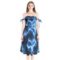 Electricity Blue Brightness Shoulder Tie Bardot Midi Dress View1