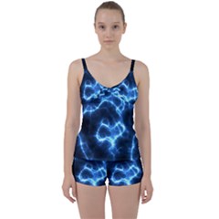 Electricity Blue Brightness Tie Front Two Piece Tankini