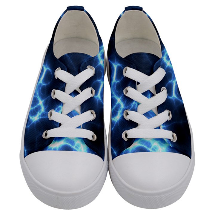 Electricity Blue Brightness Kids  Low Top Canvas Sneakers