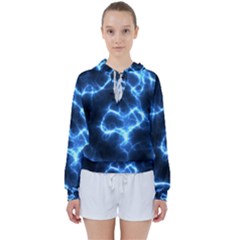 Electricity Blue Brightness Women s Tie Up Sweat