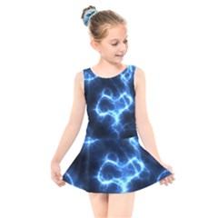 Electricity Blue Brightness Kids  Skater Dress Swimsuit