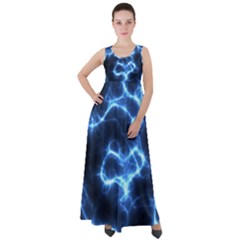 Electricity Blue Brightness Empire Waist Velour Maxi Dress by HermanTelo