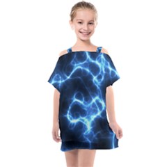 Electricity Blue Brightness Kids  One Piece Chiffon Dress by HermanTelo