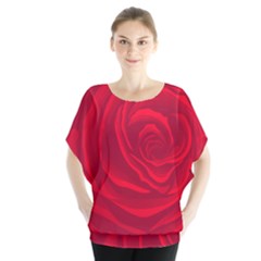 Roses Red Love Batwing Chiffon Blouse