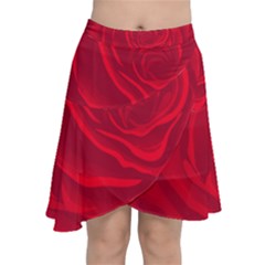 Roses Red Love Chiffon Wrap Front Skirt