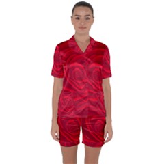 Roses Red Love Satin Short Sleeve Pyjamas Set