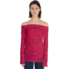 Roses Red Love Off Shoulder Long Sleeve Top