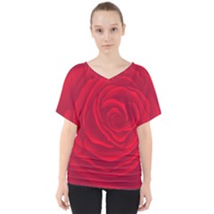 Roses Red Love V-neck Dolman Drape Top