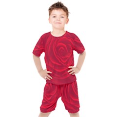 Roses Red Love Kids  Tee And Shorts Set