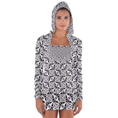 Ornamental Checkerboard Long Sleeve Hooded T-shirt