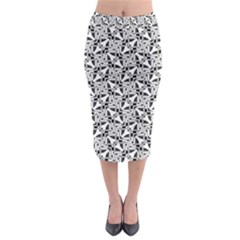 Ornamental Checkerboard Midi Pencil Skirt