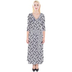 Ornamental Checkerboard Quarter Sleeve Wrap Maxi Dress