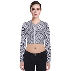 Ornamental Checkerboard Long Sleeve Zip Up Bomber Jacket