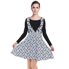 Ornamental Checkerboard Plunge Pinafore Dress