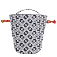 Ornamental Checkerboard Drawstring Bucket Bag