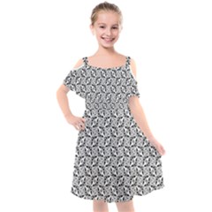 Ornamental Checkerboard Kids  Cut Out Shoulders Chiffon Dress