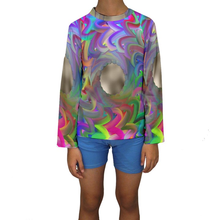 Rainbow Plasma Neon Kids  Long Sleeve Swimwear