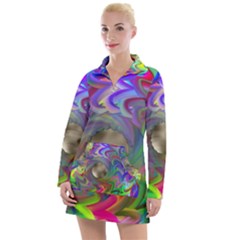 Rainbow Plasma Neon Women s Long Sleeve Casual Dress