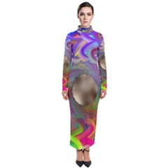 Rainbow Plasma Neon Turtleneck Maxi Dress