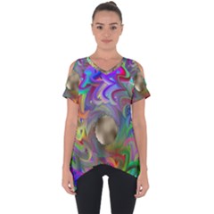 Rainbow Plasma Neon Cut Out Side Drop Tee by HermanTelo