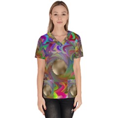 Rainbow Plasma Neon Women s V-neck Scrub Top by HermanTelo