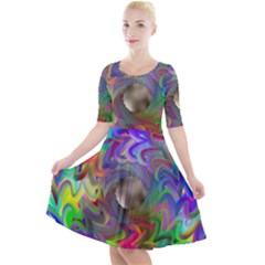 Rainbow Plasma Neon Quarter Sleeve A-line Dress