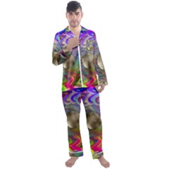 Rainbow Plasma Neon Men s Satin Pajamas Long Pants Set