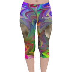 Rainbow Plasma Neon Velvet Capri Leggings 