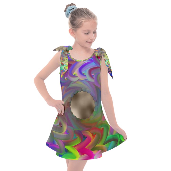 Rainbow Plasma Neon Kids  Tie Up Tunic Dress