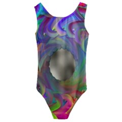 Rainbow Plasma Neon Kids  Cut-out Back One Piece Swimsuit