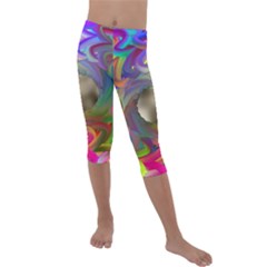 Rainbow Plasma Neon Kids  Lightweight Velour Capri Leggings  by HermanTelo