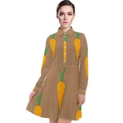 Healthy Fresh Carrot Long Sleeve Chiffon Shirt Dress