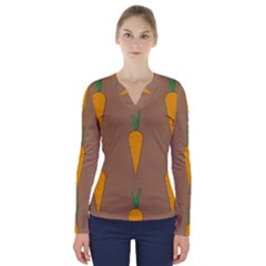 Healthy Fresh Carrot V-neck Long Sleeve Top