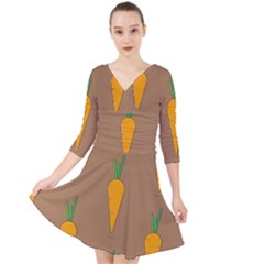 Healthy Fresh Carrot Quarter Sleeve Front Wrap Dress by HermanTelo