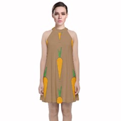 Healthy Fresh Carrot Velvet Halter Neckline Dress  by HermanTelo