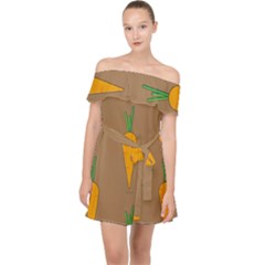 Healthy Fresh Carrot Off Shoulder Chiffon Dress by HermanTelo