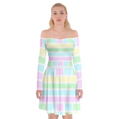 Geometric Pastel Off Shoulder Skater Dress by Bajindul