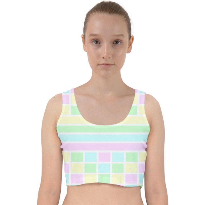 Geometric Pastel Velvet Racer Back Crop Top