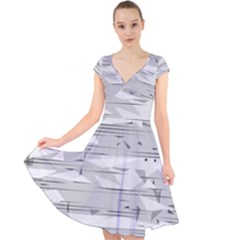 Confetti Music Art Modern Cap Sleeve Front Wrap Midi Dress by Bajindul