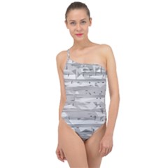 Confetti Music Art Modern Classic One Shoulder Swimsuit by Bajindul