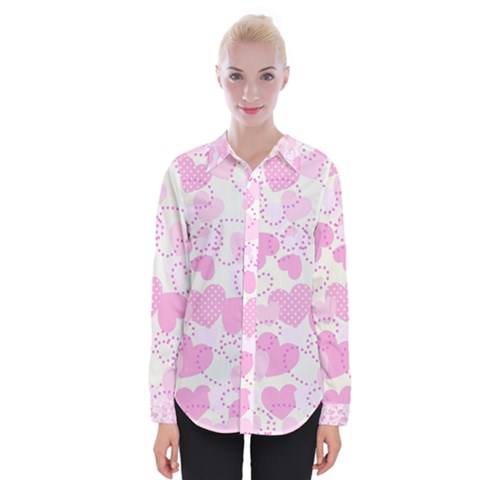 Valentine Background Hearts Womens Long Sleeve Shirt by Bajindul