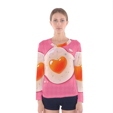 Omelette Heart Pink Valentine Women s Long Sleeve Tee by Bajindul